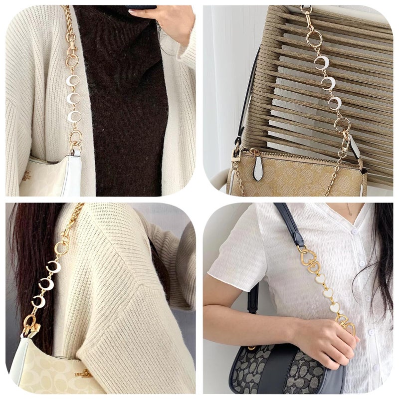 Tmtains 2Pcs Bag Extender Chain Heart Moon Purse Strap Extenders for Handbags Purse Extender Chain Gold Chain Purse Strap Replacement White Purse Accessories Bag Charms for Handbags Purse Making Supplies - Image 4